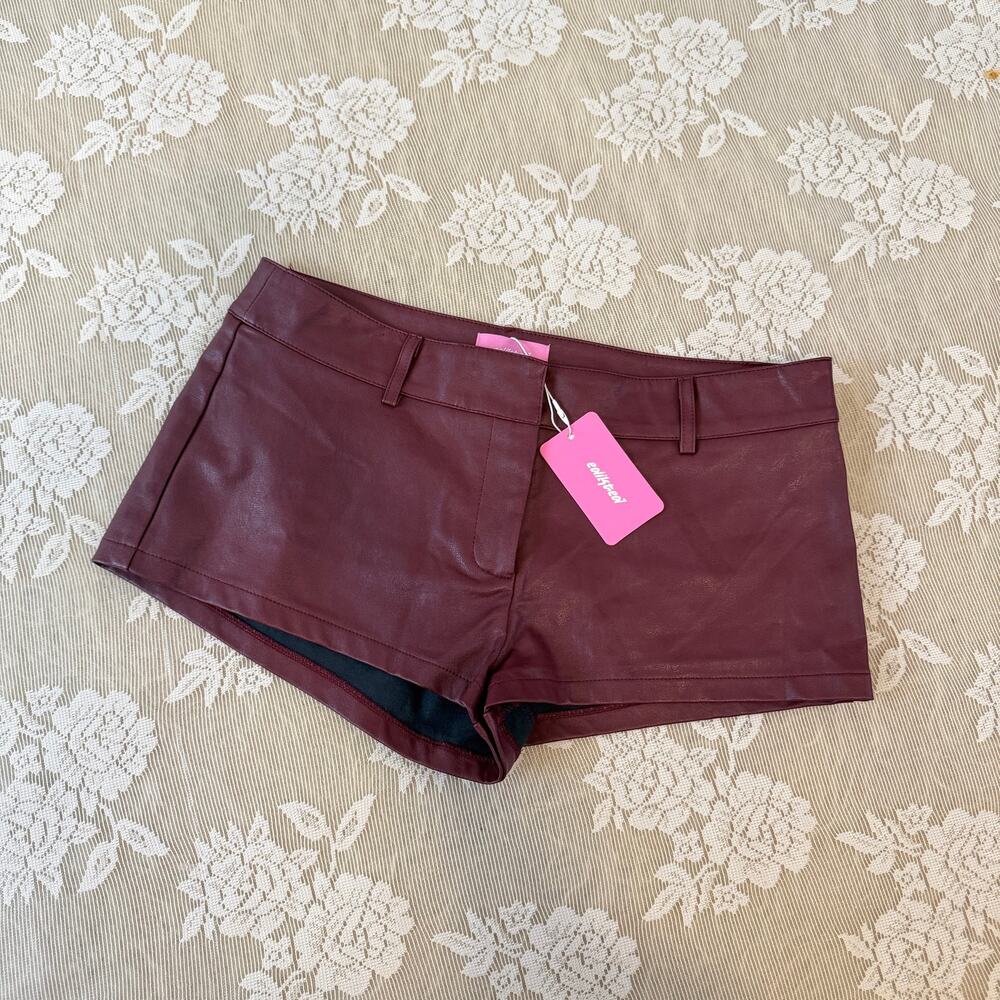 Edikted Melaney Faux Leather Micro Shorts Size S NWT